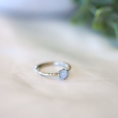 Silver Thin Band Moonstone Ring