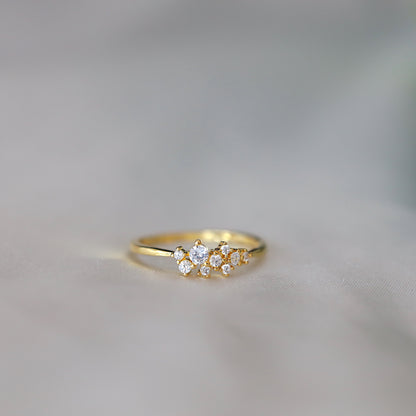 Gold CZ Cluster Ring