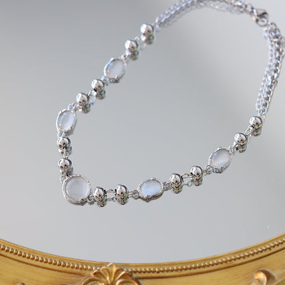 Grey Gemstone Punk Necklace