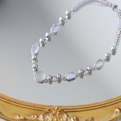 Grey Gemstone Punk Necklace