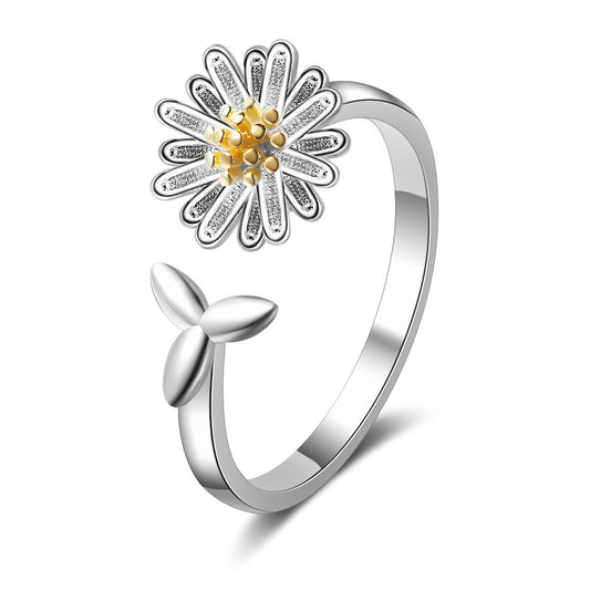 Silver Daisy Flower Ring