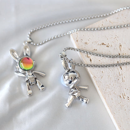 Silver Moonstone Rabbit Necklace