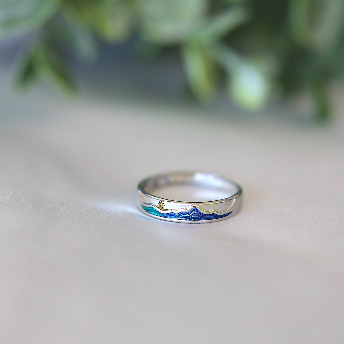 Mountain & Ocean Couple Rings