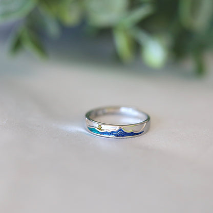 Mountain & Ocean Couple Rings