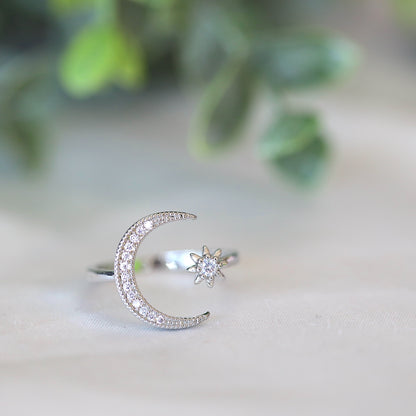 Moon and Star Ring