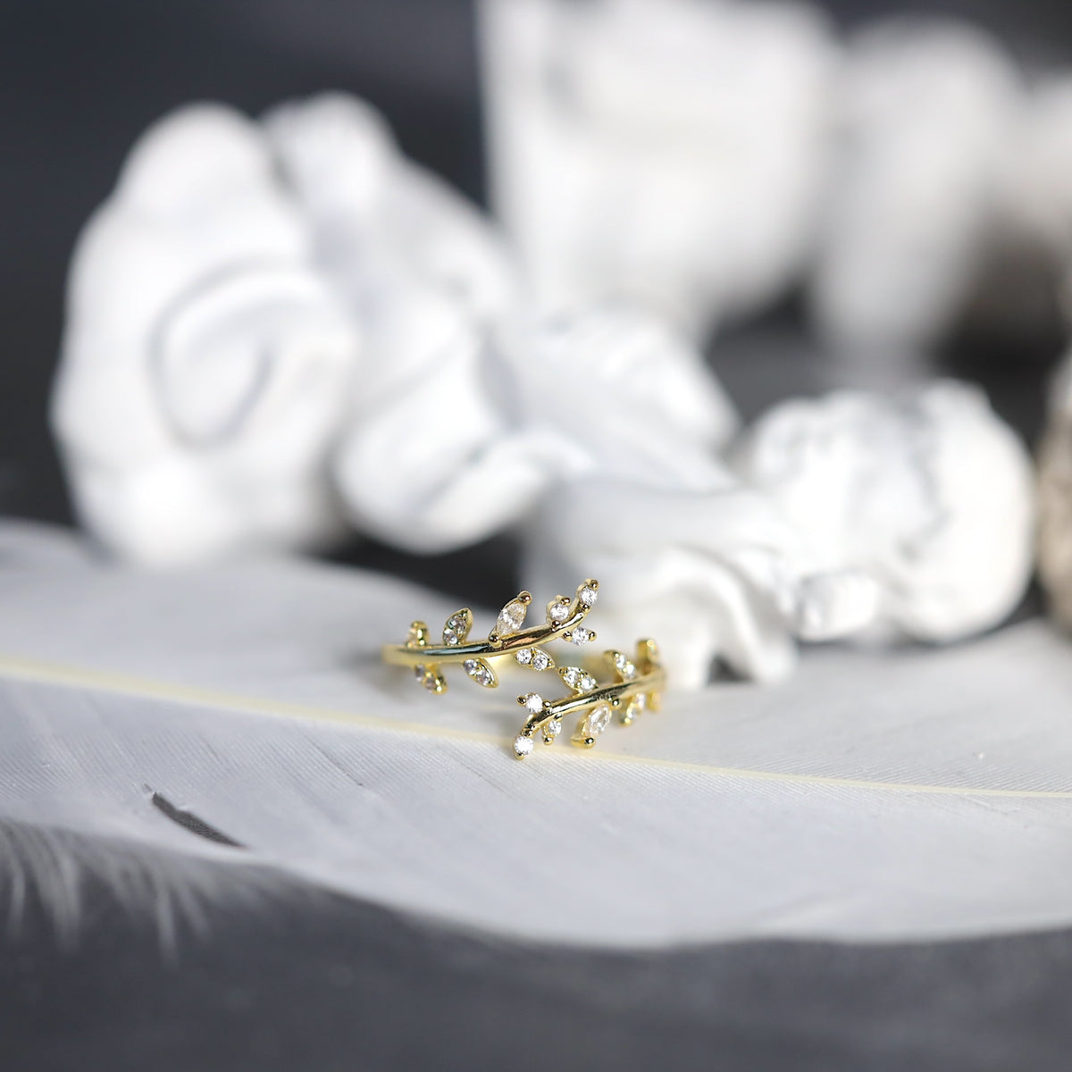 Olive Leaves CZ Ring