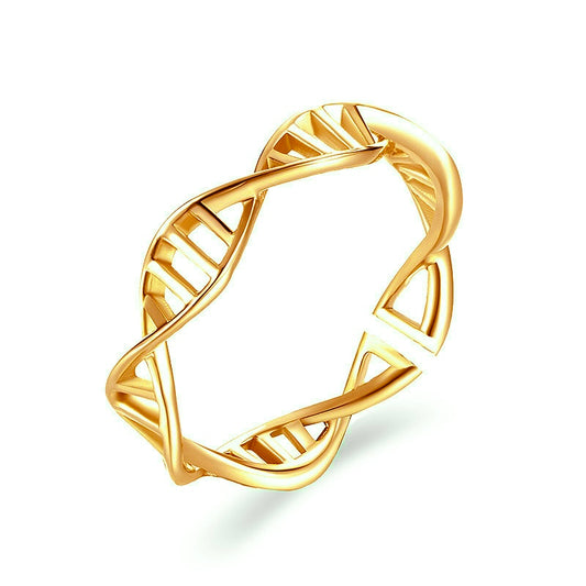 Gold DNA Twist Band Ring