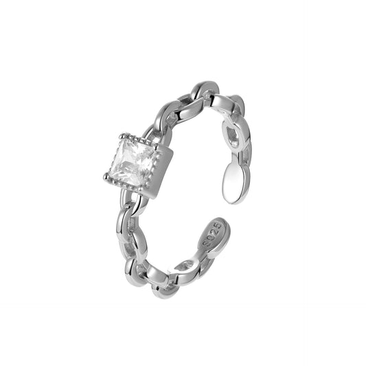 Square CZ Chain Ring