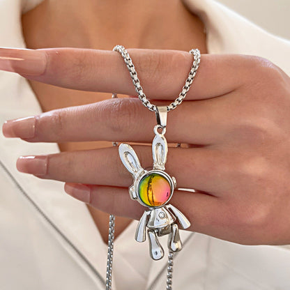 Silver Moonstone Rabbit Necklace