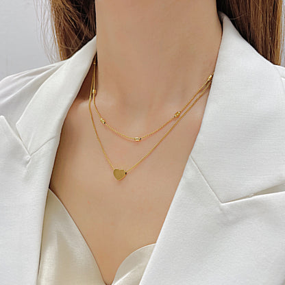 Heart Beaded Double Layer Necklace