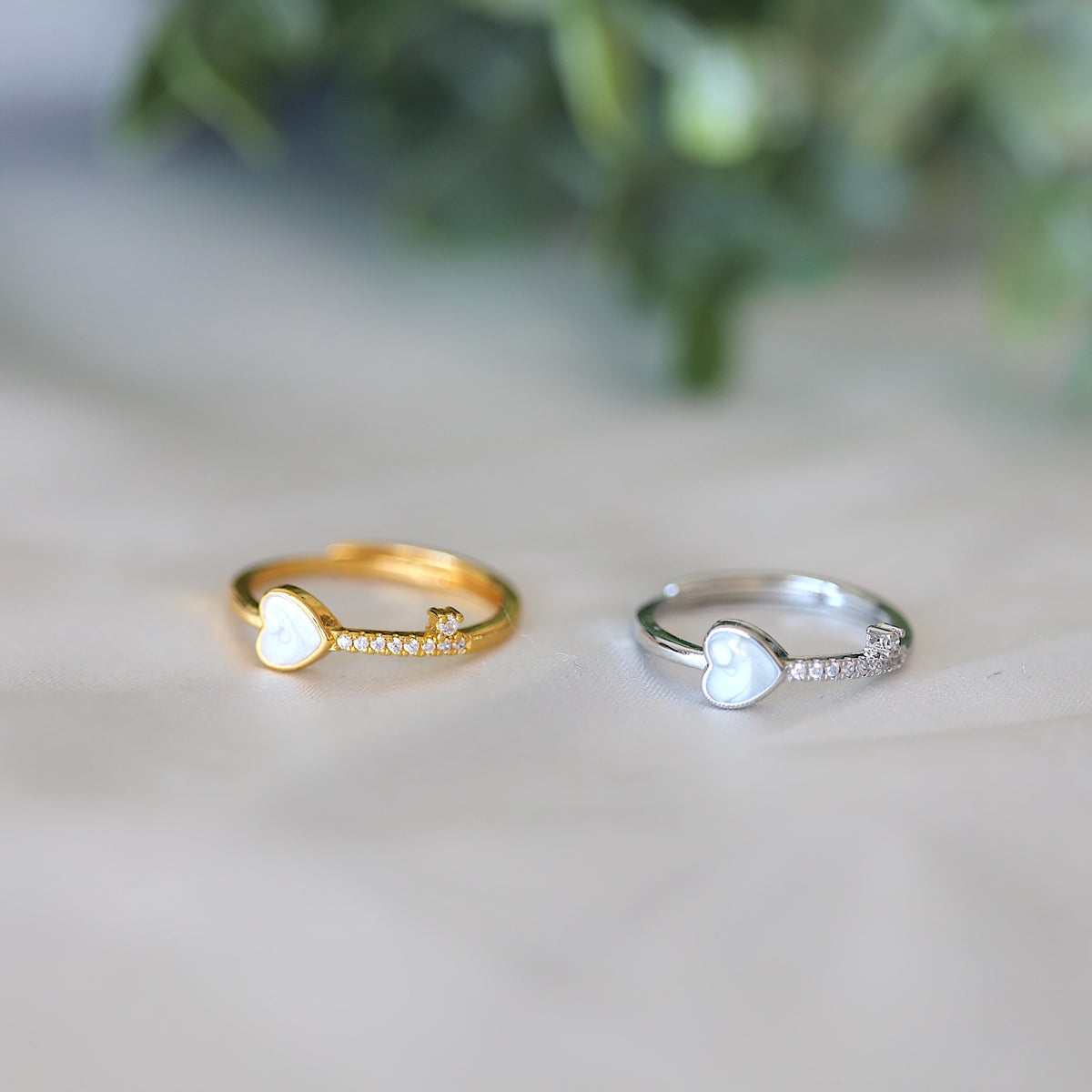 White Heart CZ Ring