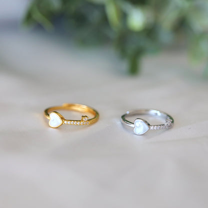 White Heart CZ Ring