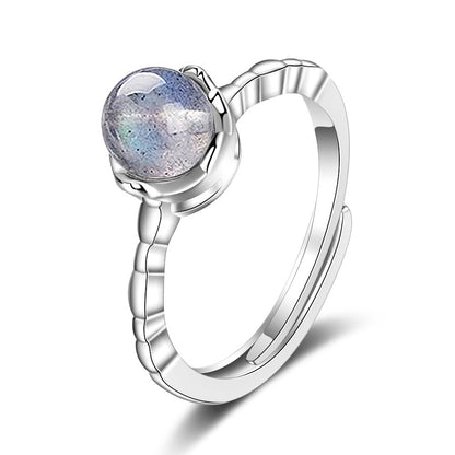 Silver Thin Band Moonstone Ring