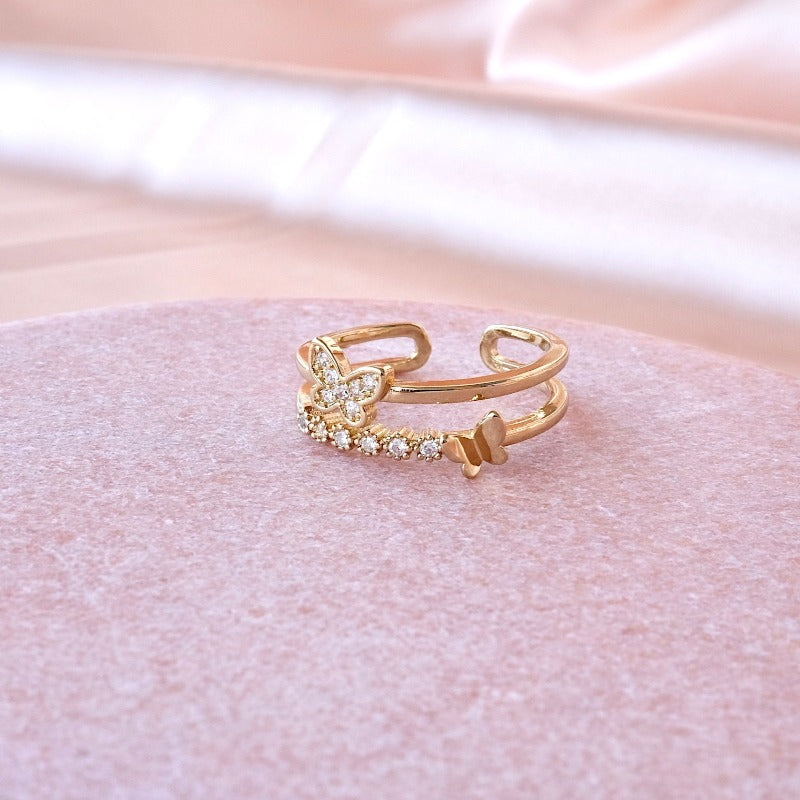 Butterfly Double Band Ring