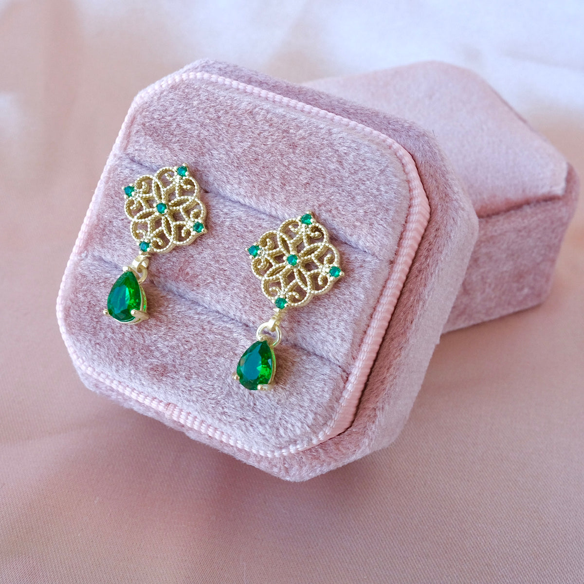 Green Gem Emerald Teardrop Earrings