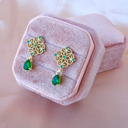 Green Gem Emerald Teardrop Earrings