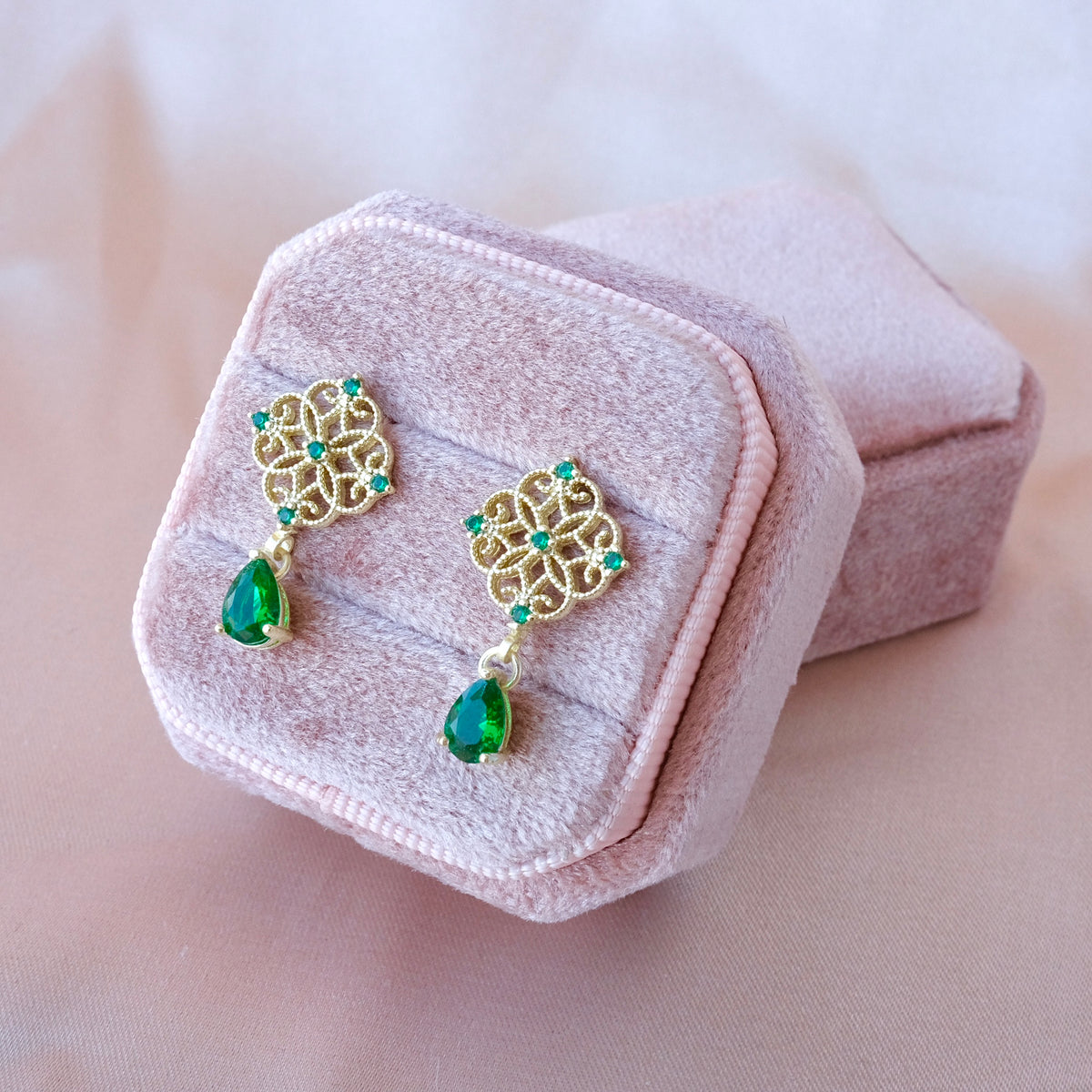 Green Gem Emerald Teardrop Earrings