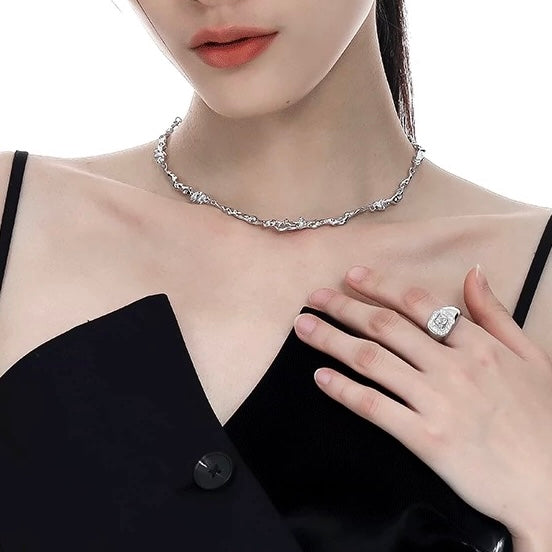 Solver Metallic Lava Necklace