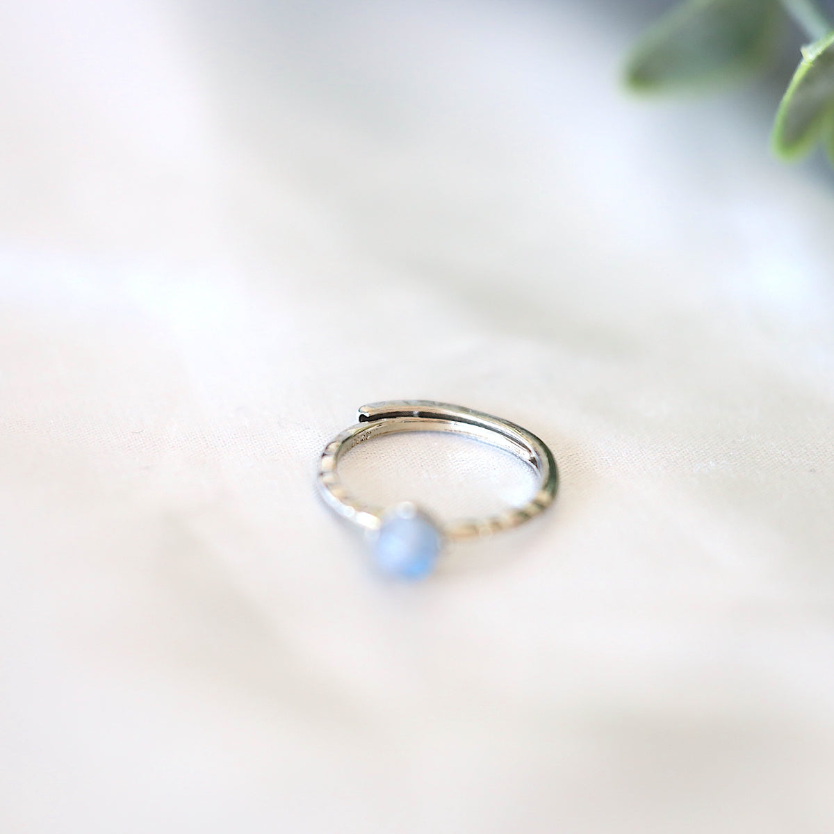 Silver Thin Band Moonstone Ring
