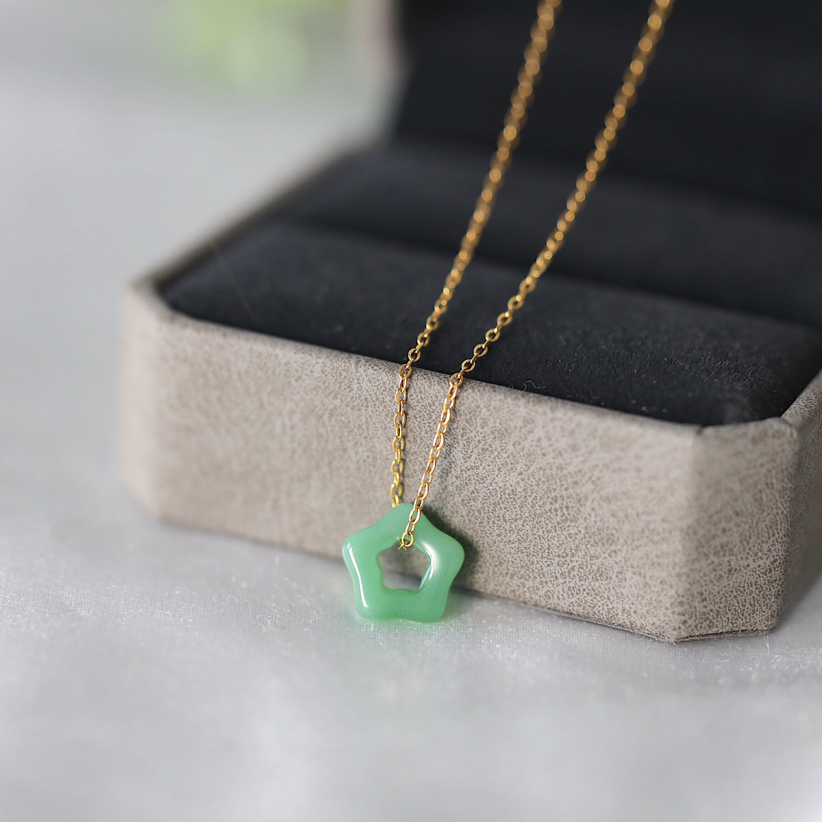 Green Jade Flower Necklace