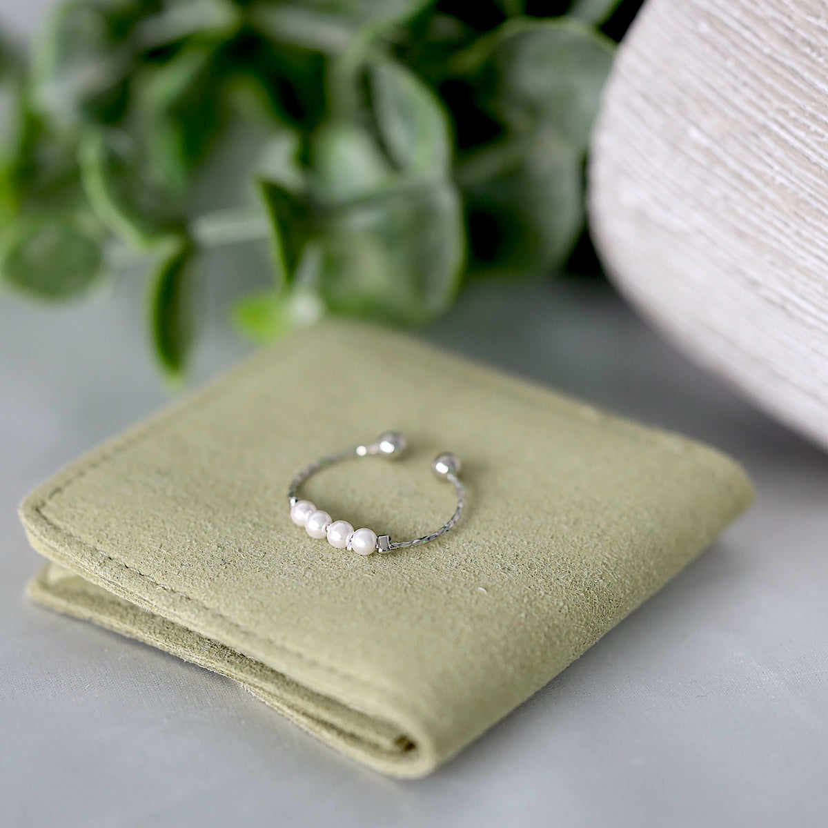 Silver Beaded Anxeity Release Ring