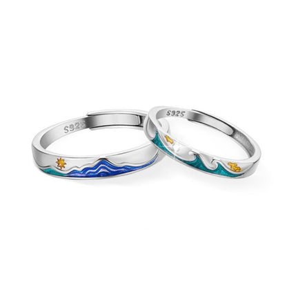 Mountain & Ocean Couple Rings