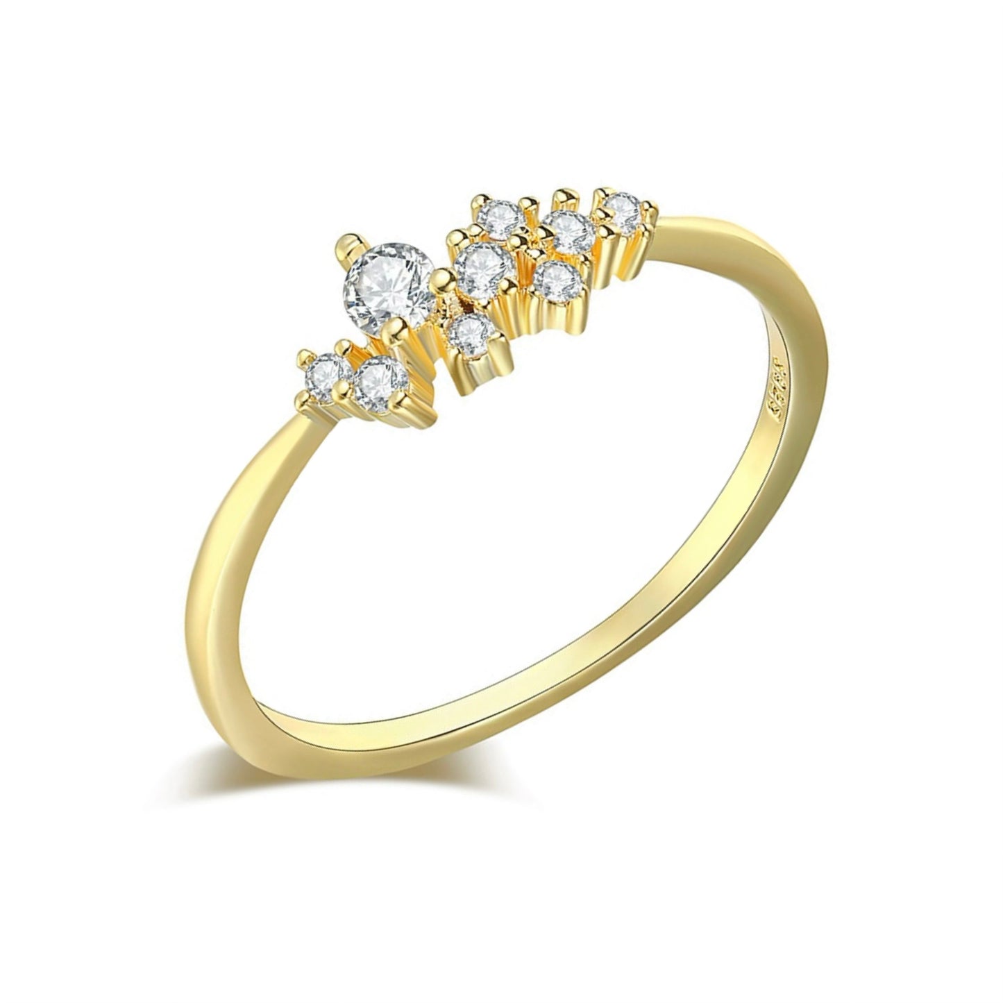 Gold CZ Cluster Ring
