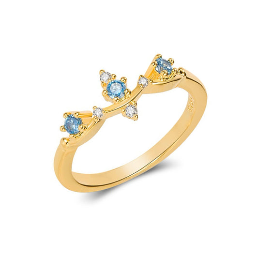 Gold Crown Blue Gem Ring