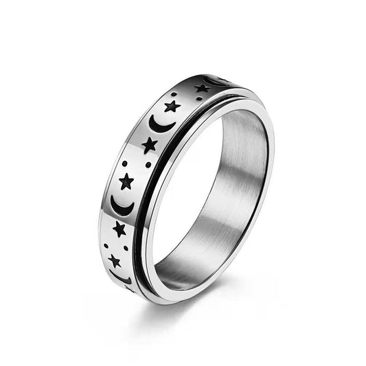 Star and Moon Spinning Ring