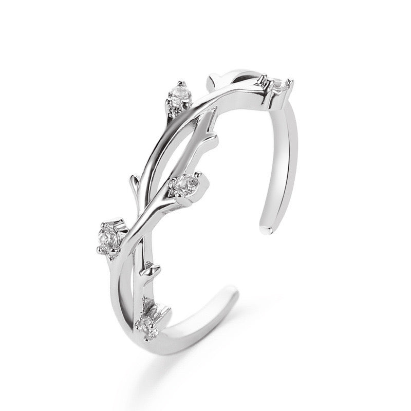 Silver Vine Leaves Ring