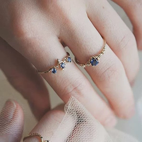 Gold Crown Blue Gem Ring