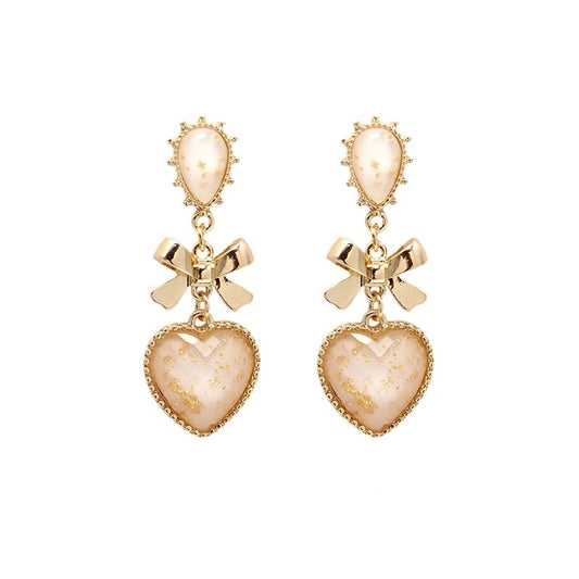 White Princess Heart Earrings