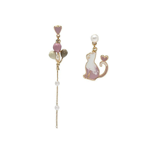 Cat and Ballon Dangle Earrings