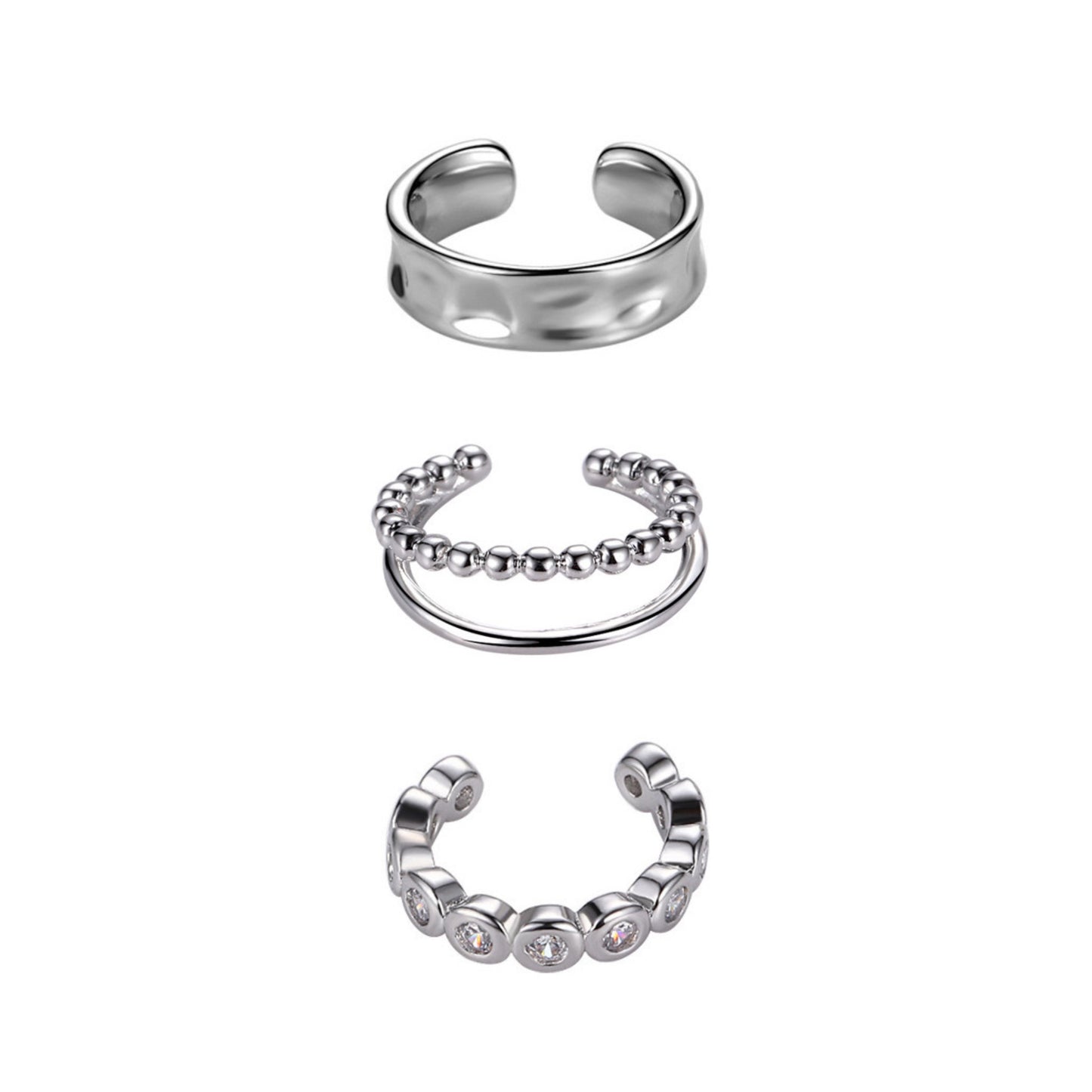 Set of 3 Silver Ear Cuffs