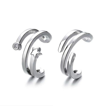 Set of 2 Silver star ear cuffs