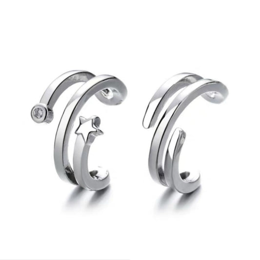 Set of 2 Silver star ear cuffs