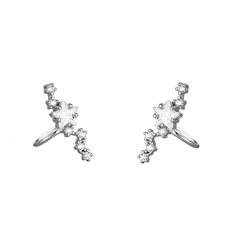 2 Pieces Silver Star Ear Cuffs
