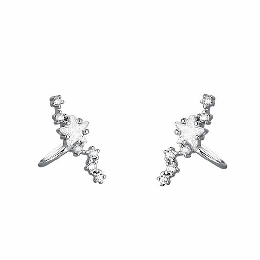 2 Pieces Silver Star Ear Cuffs