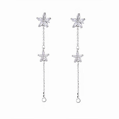 Double Flower Dangle Earrings