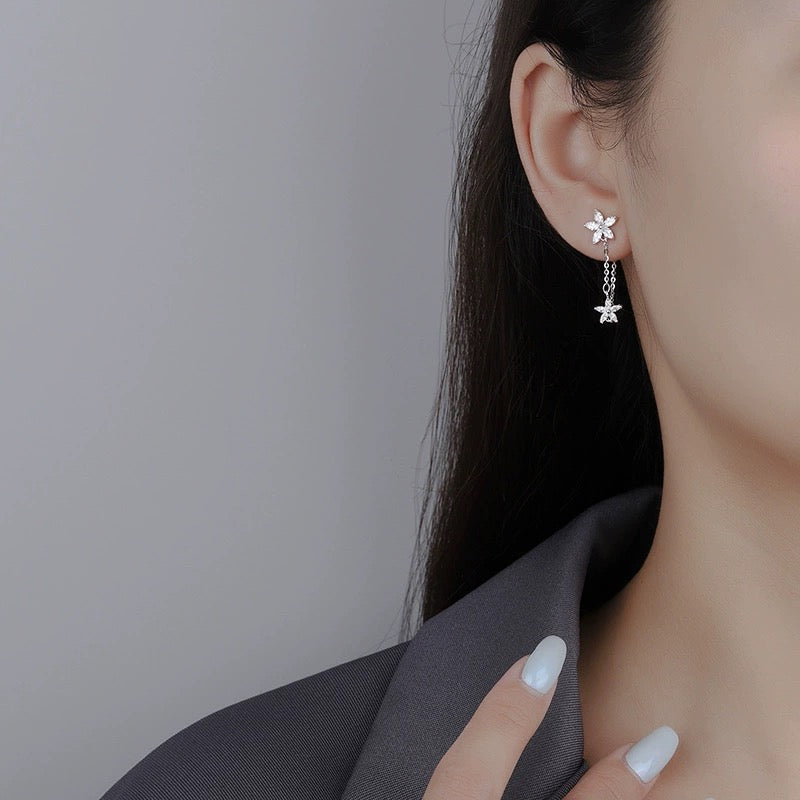 Double Flower Dangle Earrings