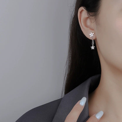 Double Flower Dangle Earrings