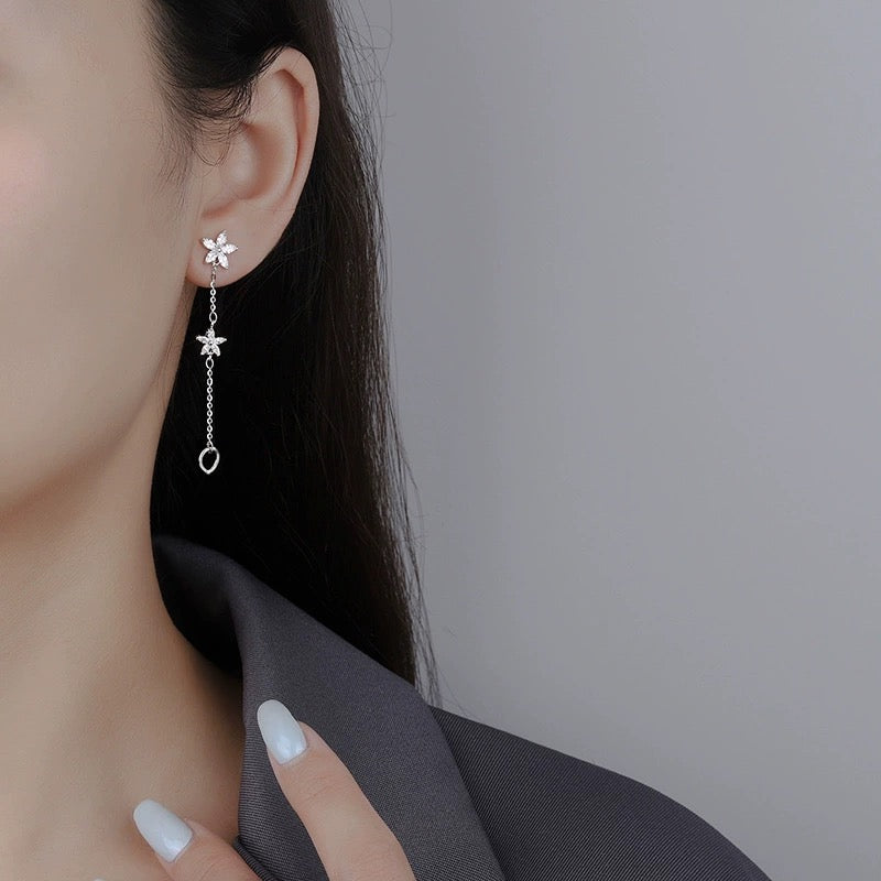 Double Flower Dangle Earrings