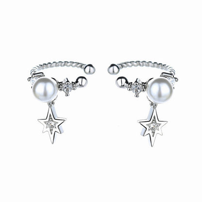 Star Drop Pearl Ear Cuff