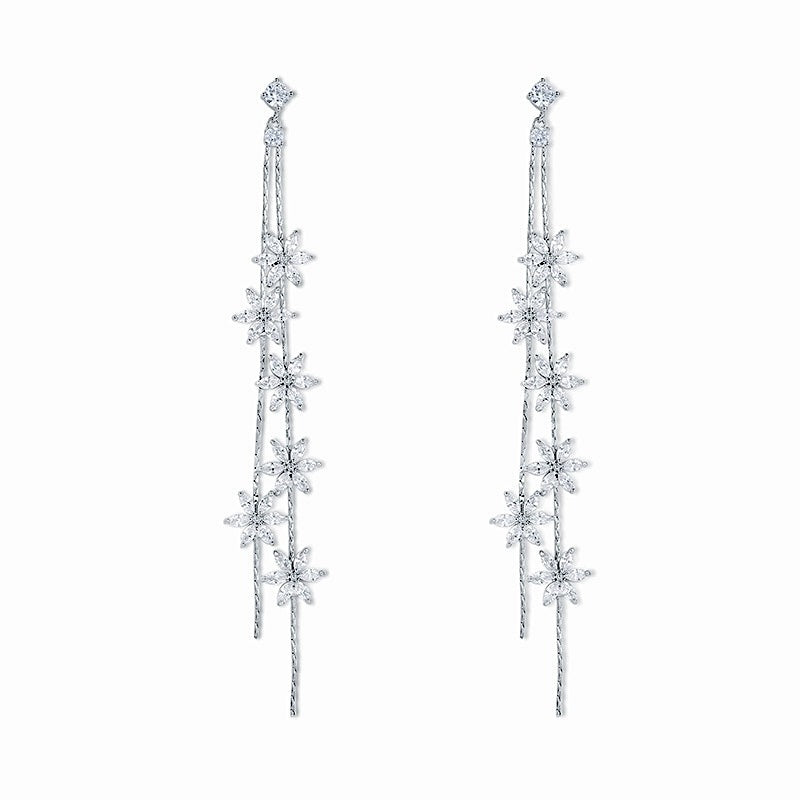 Six Crystal Flowers Earrings