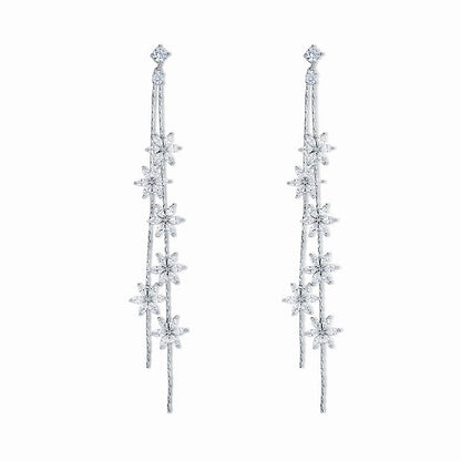 Six Crystal Flowers Earrings