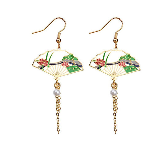 Lotus Flower Fan Earrings