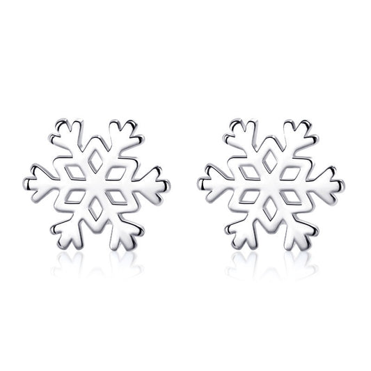 Silver Snow Ear Studs