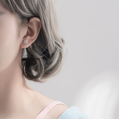 Silver Snow Ear Studs