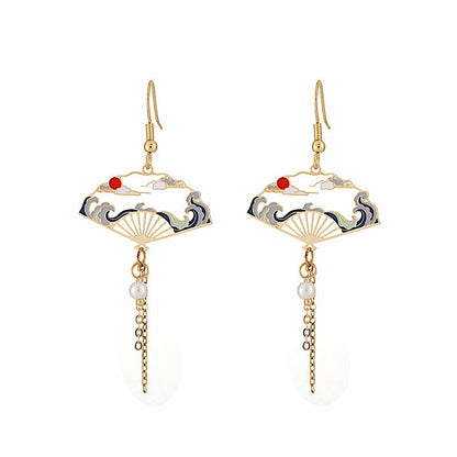 Blue Fan Earrings
