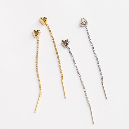 Gold Heart Threader Earrings